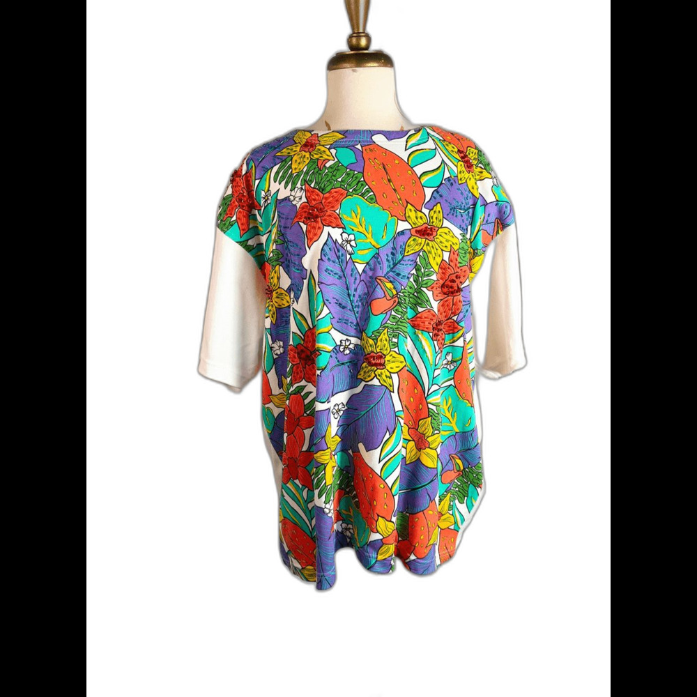 Victoria Woman Blouse Size XL VTG 90's Mixed Media Maximalist Whimsical